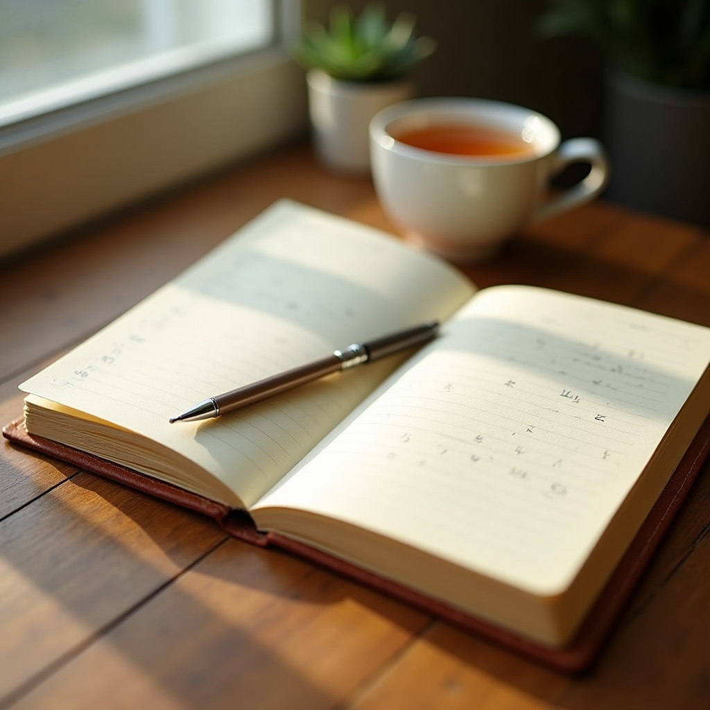 Cuaderno de revisión de decisiones abierto sobre una mesa